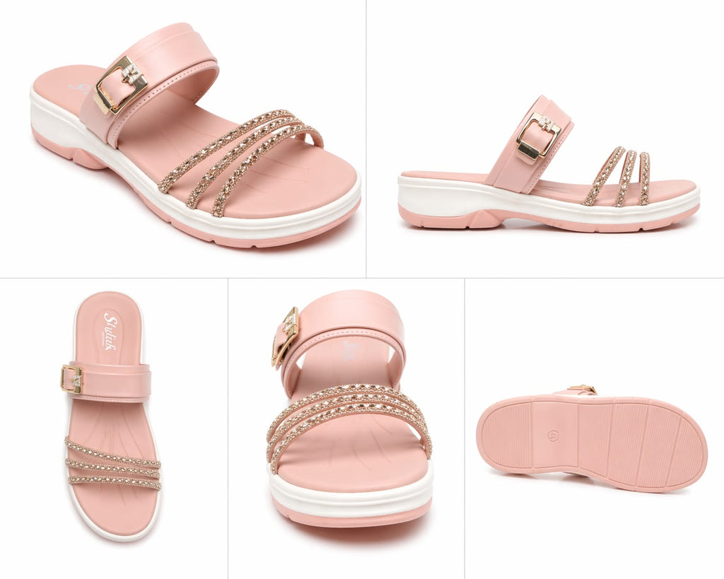 Rhinestone Strap Wedge Sandal for Women