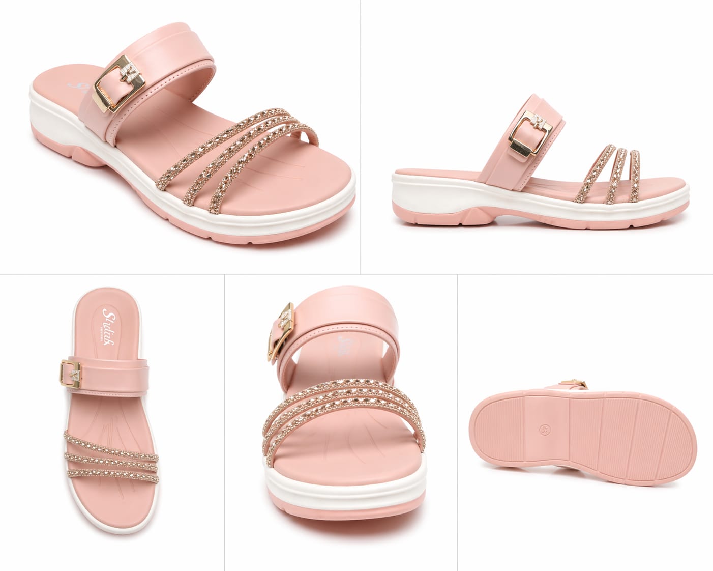 Rhinestone Strap Wedge Sandal for Women