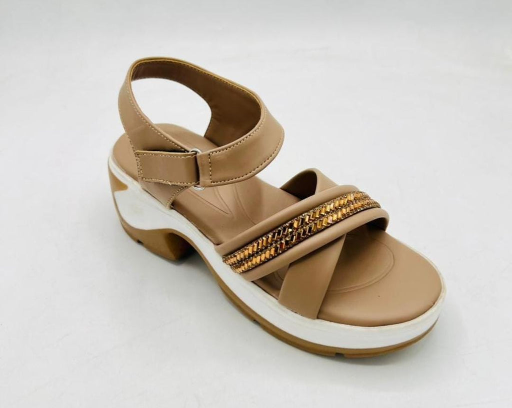 Gold Chain Embellished Chunky Platform Sandals – Women's Premium