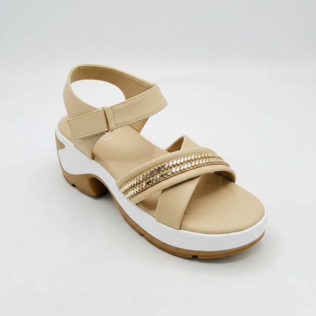 Beige Sandal - Maroon Style