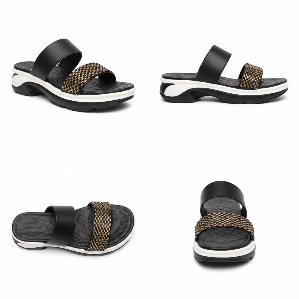 Double Strap Rhinestone Slide Sandal Collage