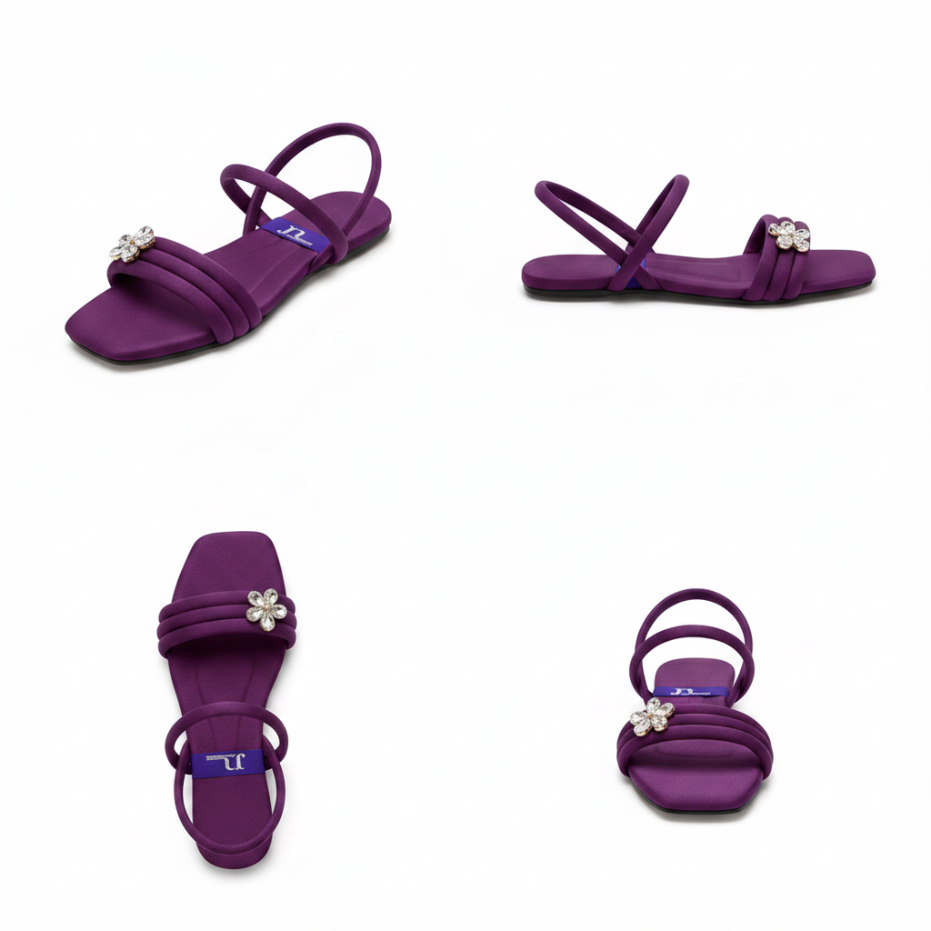 Flower Jewel Flat Sandal Collage