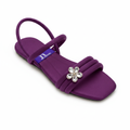 Women's Flower Jewel Flat Sandal - Purple